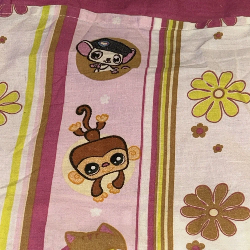 2008 LPS Twin Flat Sheet Fabric Littlest Pet Shop VTG Y2K Rare F1
